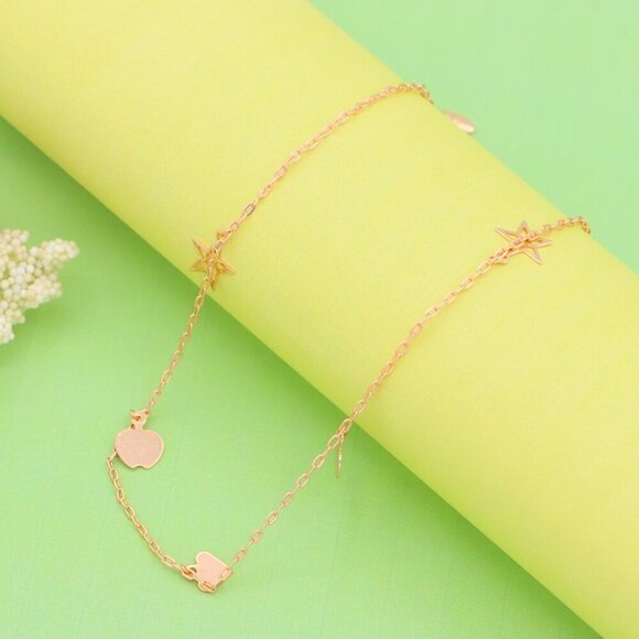 "Charming Rose Gold Anklet with Heart & Star Charms, XPAL1036 - Picture 3 of 12